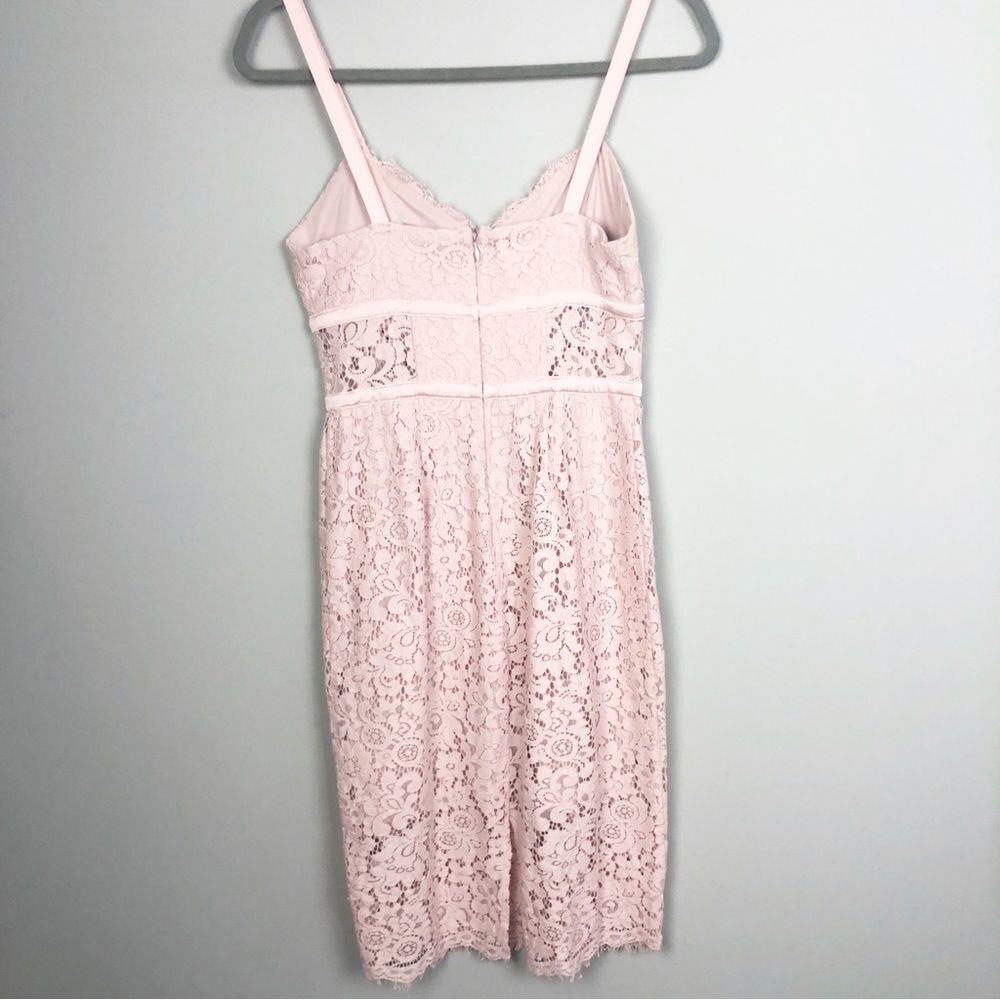 EXPRESS | Baby Pink Lace Bustier Fitted Slip Dress Midi Length Women’s Size 2 - Picture 8 of 11